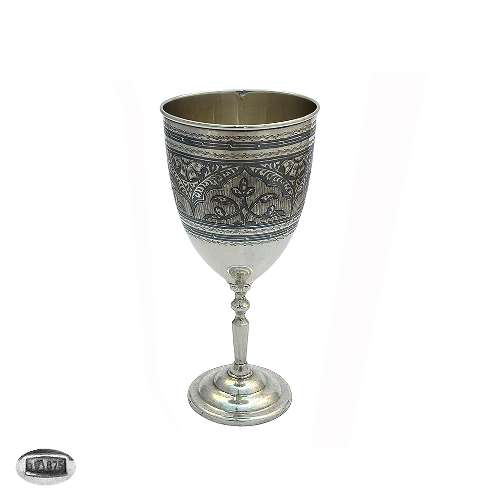 Russian Niello Silver Goblet 1900